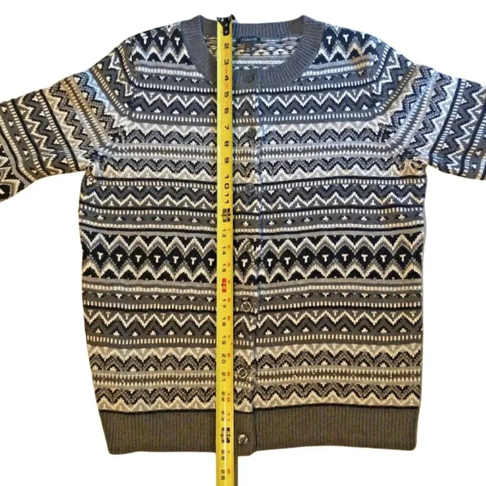 Talbots Lambswool Nordic Cardigan Womens Size M Elegant Beaded Artsy Sweater